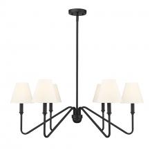  3690-6 NB-IL - Kennedy 6 Light Chandelier in Natural Black with Ivory Linen Shade